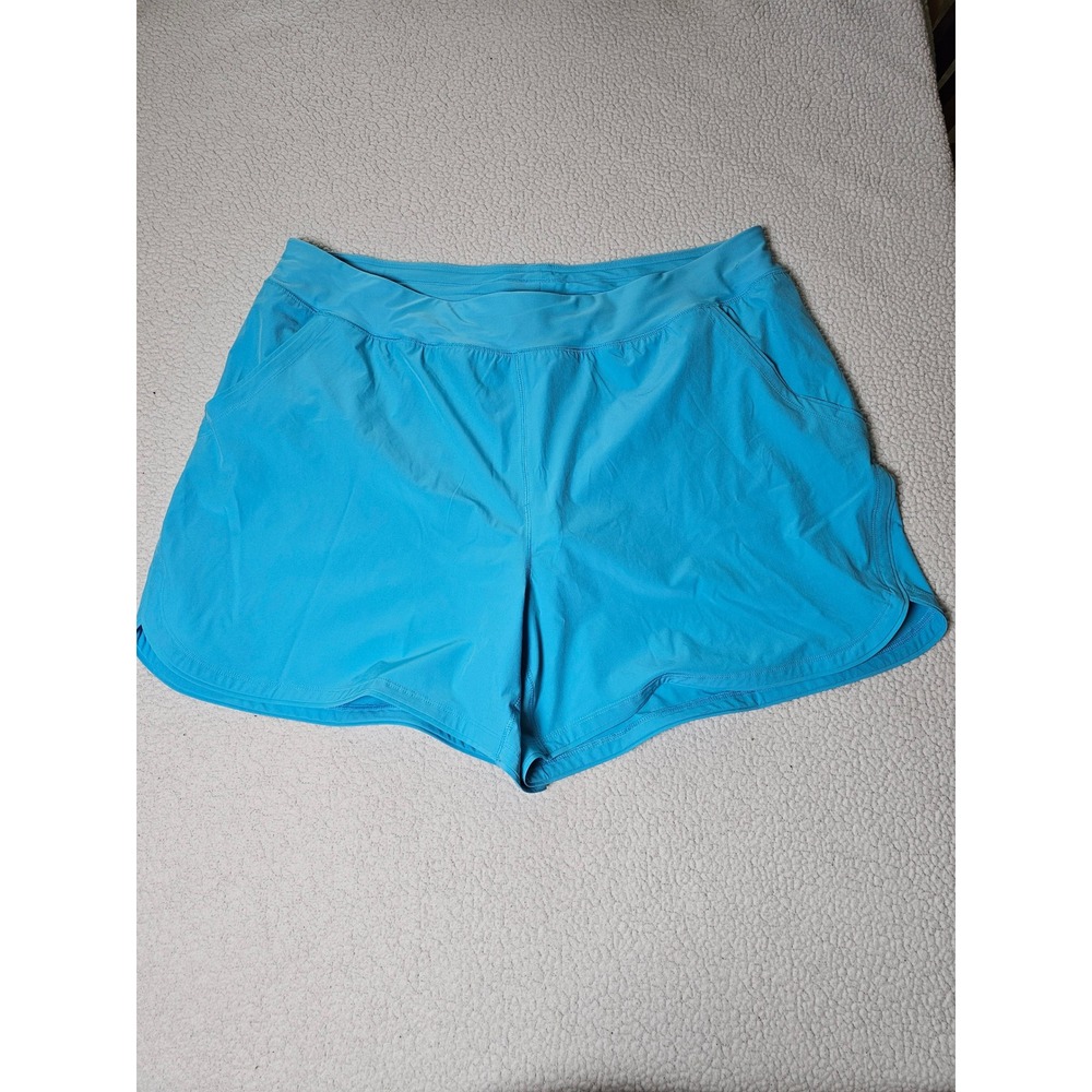 Lands End Womens 24W Turquoise Blue Swim Board Shorts with Liner Pockets